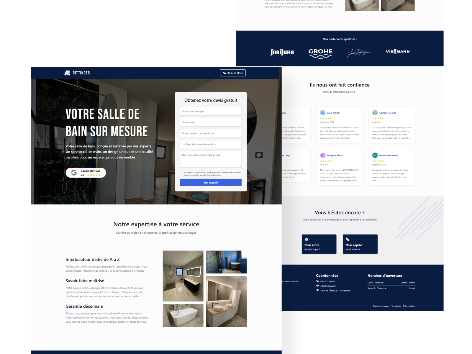 Aperçu de la landing page Rittinger